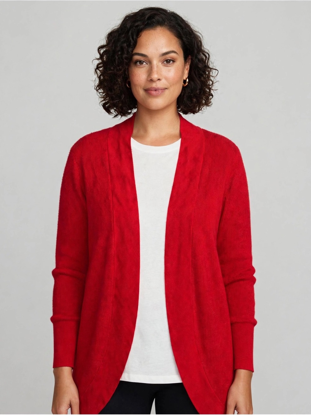 Ava & Viv Red Open-Front Draped Cardigan